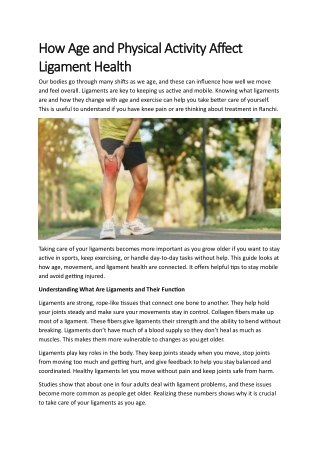 How Age and Physical Activity Affect Ligament Health