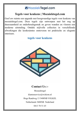 Tegels voor keukens  Mozaiektegel