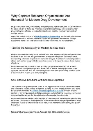 Why Contract Research Organizations Are Essential for Modern Drug Development
