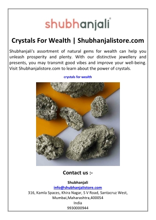 Crystals For Wealth  Shubhanjalistore.com