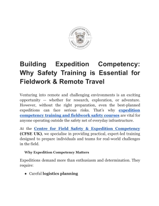 Building Expedition Competency_ Why Safety Training is Essential for Fieldwork & Remote Travel