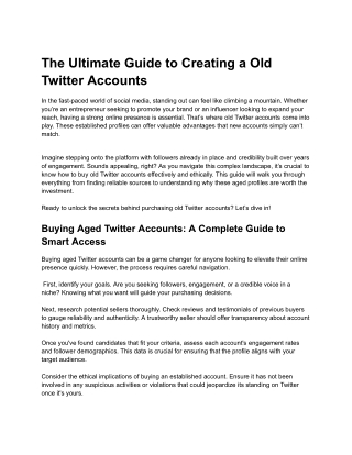 The Ultimate Guide to Creating a Old Twitter Accounts