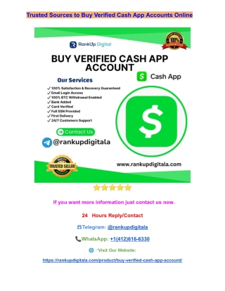 USA Trusted Sources to Buy Verified Cash App Accounts Online