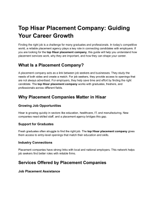 top hisar placement company