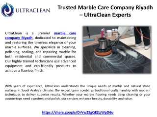 Trusted Marble Care Company Riyadh – UltraClean Experts
