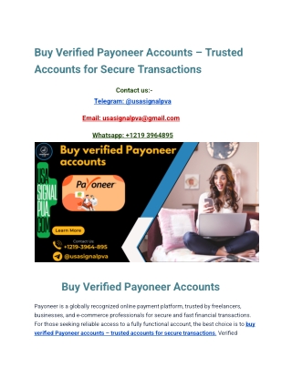 Buy Verified Payoneer Accounts