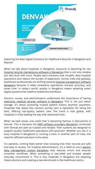 Hospital records maintenance software in Bangalore