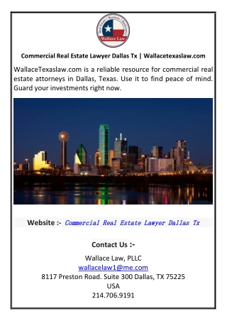 Commercial Real Estate Lawyer Dallas Tx Wallacetexaslawcom