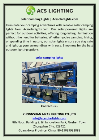 Solar Camping Lights  Acssolarlights.com