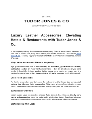 Luxury Leather Accessories_ Elevating Hotels & Restaurants with Tudor Jones & Co.