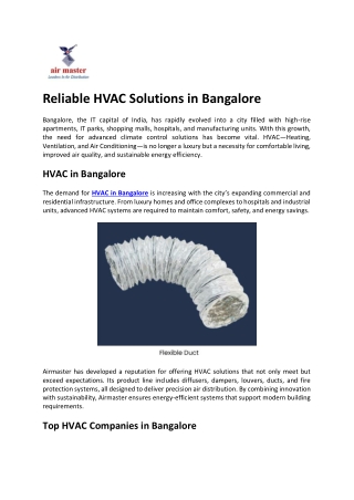Reliable HVAC Solutions in Bangalore-sep