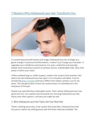 7 Reasons Why Hollywood Lace Hair Transforms You