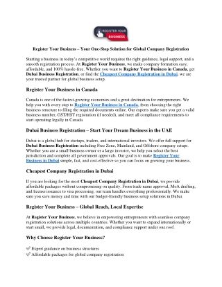 Register Your Business – Your One-Stop Solution for Global Company Registration
