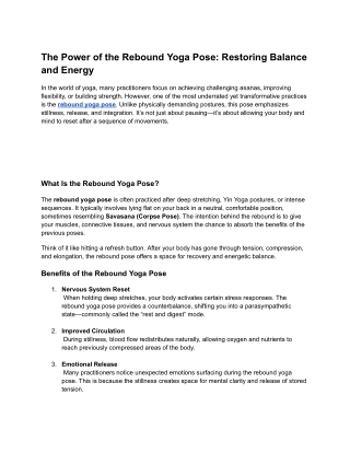 The Power of the Rebound Yoga Pose