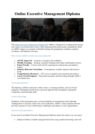 Online Executive Management Diploma