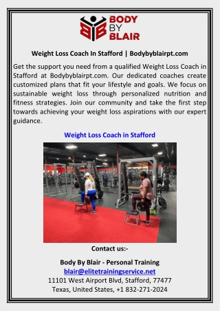 Weight Loss Coach In Stafford  Bodybyblairpt.com