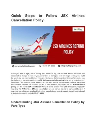 Quick Steps to Follow JSX Airlines Cancellation Policy
