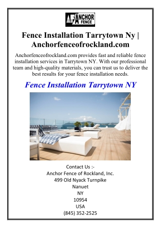Fence Installation Tarrytown Ny | Anchorfenceofrockland.com