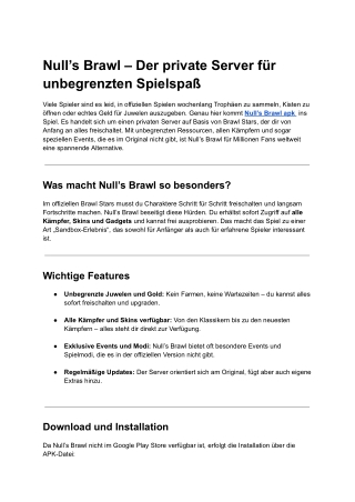 Null’s Brawl – Der private Server für unbegrenzten Spielspaß