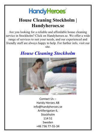 House Cleaning Stockholm | Handyheroes.se
