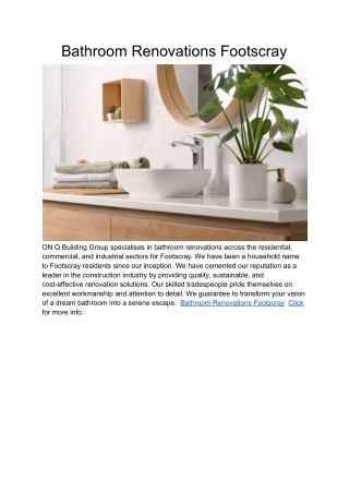 Bathroom Renovations Footscray