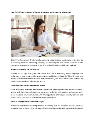 How Digital Transformation is Shaping Accounting and Bookkeeping in the UAE