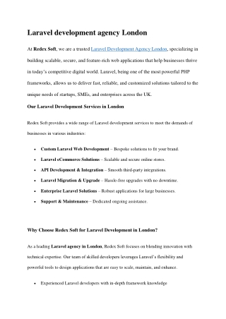 Laravel development agency London
