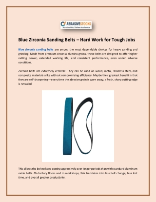 Blue Zirconia Sanding Belts – Hard Work for Tough Jobs