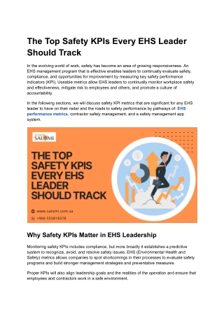 The Top Safety KPIs Every EHS Leader Should Track