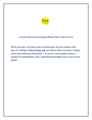 Is Your Glassware Saving the Planet - Here’s How It Can