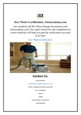 Iicrc Water Certification | Zackacademy.com