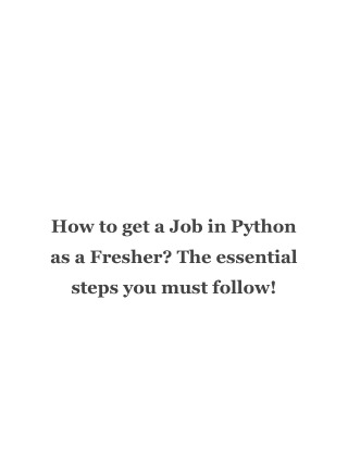 "How Freshers Can Land Their First Job in Python"