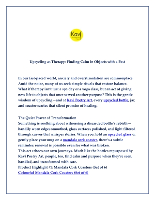 Upcycling as Therapy Finding Calm in Objects with a Past