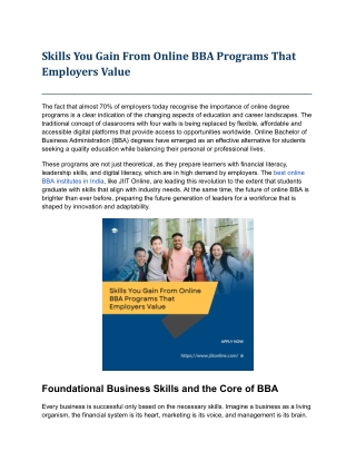 Skills You Gain From Online BBA Programs That Employers Value