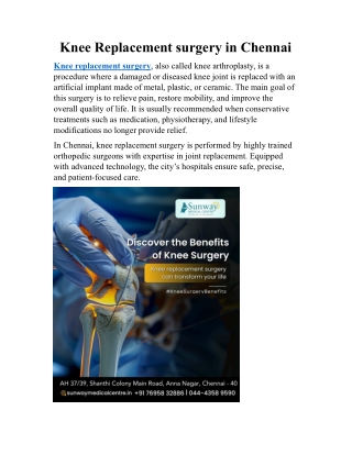 Knee Replacement surgery in Chennai