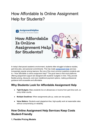 How Affordable Is Online Assignment Help for Students?
