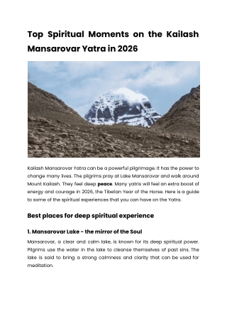 Spiritual Moments on the Kailash Mansarovar Yatra in 2026