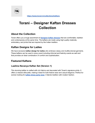 Torani – Designer Kaftan Dresses Collection