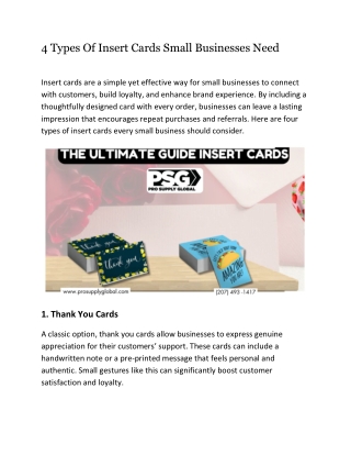 Types Of Insert Cards Small Businesses Need