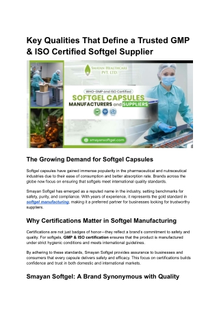GMP & ISO Certified Softgel Supplier
