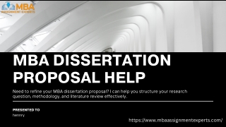 Comprehensive MBA Dissertation Proposal Support