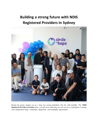 Building a strong future with NDIS Registered Providers in Sydney