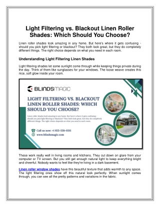 Light Filtering vs Blackout Linen Roller Shades Which Should You Choose