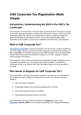 UAE Corporate Tax Registration Made Simple