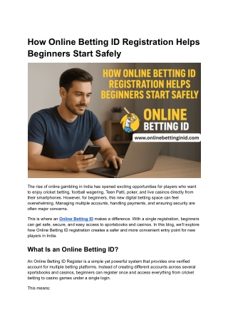 How Online Betting ID Registration Helps Beginners Start Safely
