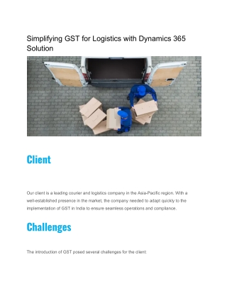 Simplifying GST for Logistics with Dynamics 365 Solution