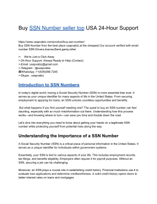 Buy SSN Number seller top USA 24-Hour Support