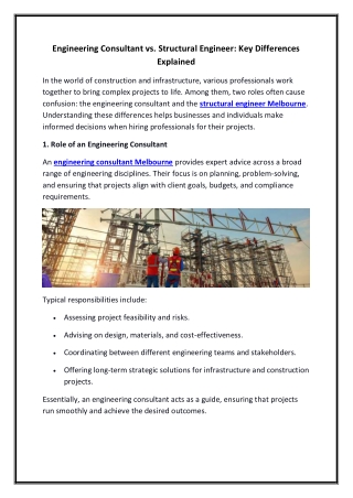 Engineering Consultant vs. Structural Engineer Key Differences Explained