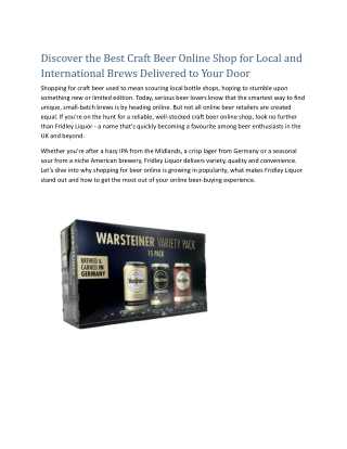 Discover the Best Craft Beer Online Shop for Local and International Brews Delivered to Your Door