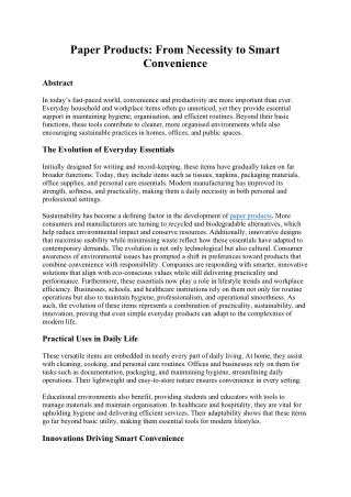 Paper Products: From Necessity to Smart Convenience